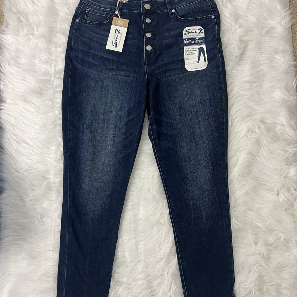 Seven7 Women's Ultra High Rise Ankle Skinny Exposed Button Front Jeans Sz 16 NWT